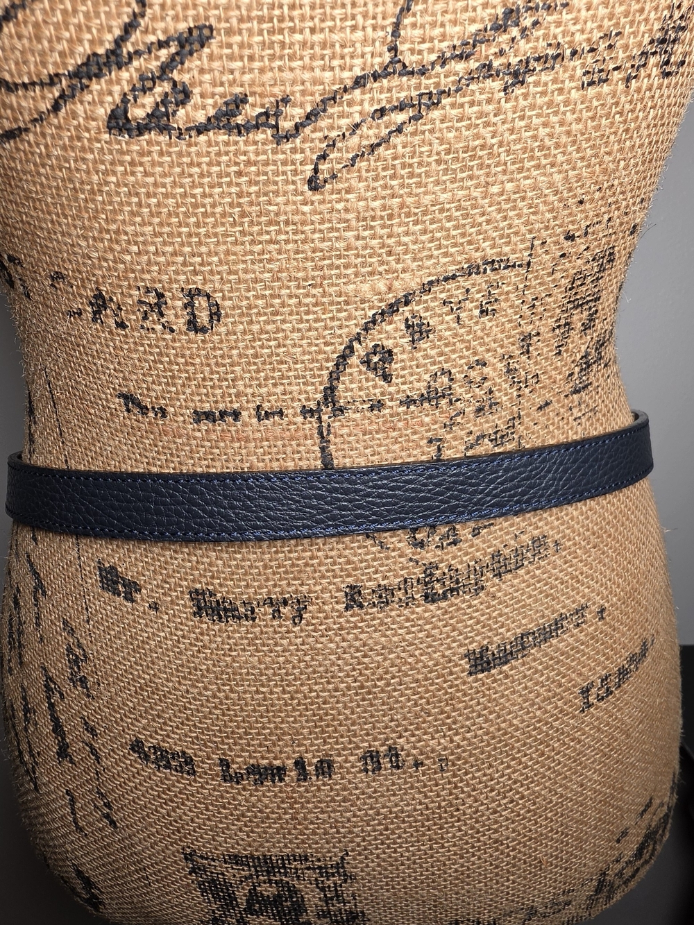 Navy Faux Leather Belt with Gold Interlocking Rings - Picture 3 of 3